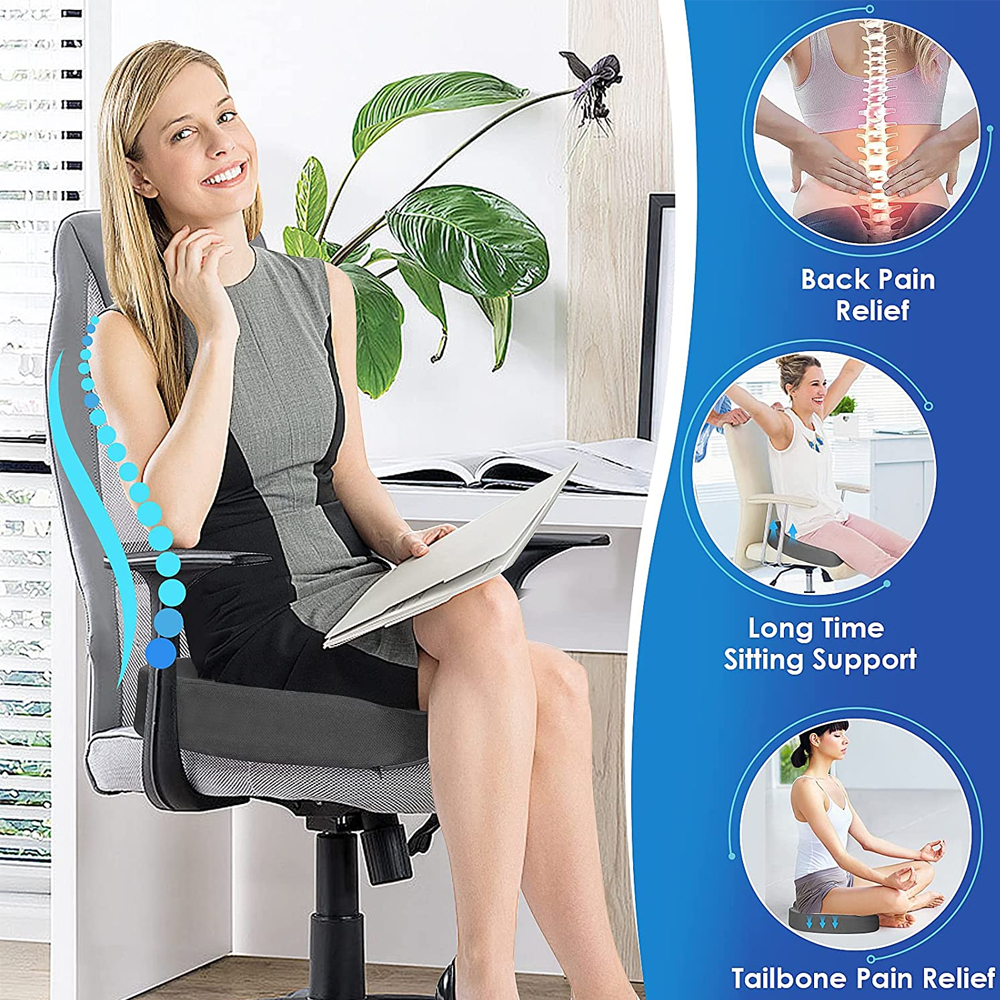 Coussin Ergonomique Sciatique & Lombaire en Mousse à Mémoire Premium – Bureau/Voiture