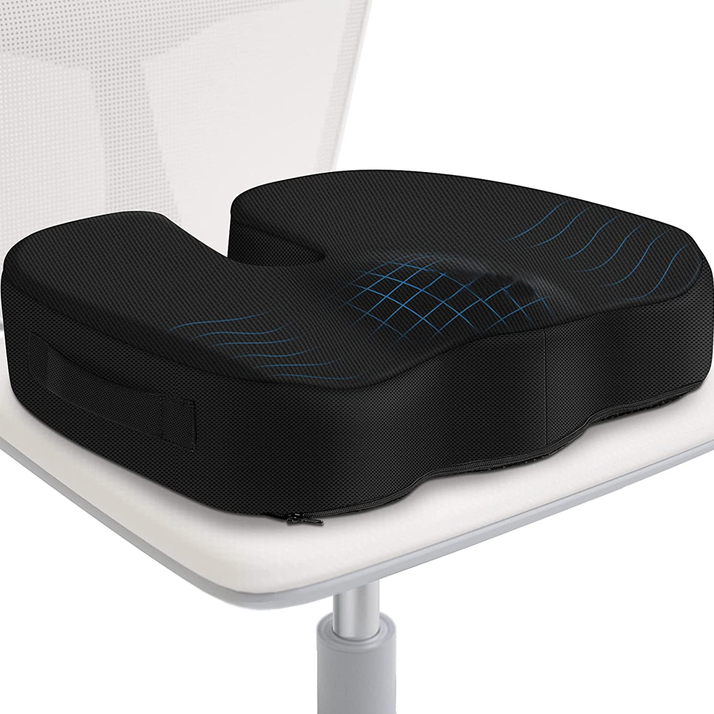 Coussin Ergonomique Sciatique & Lombaire en Mousse à Mémoire Premium – Bureau/Voiture