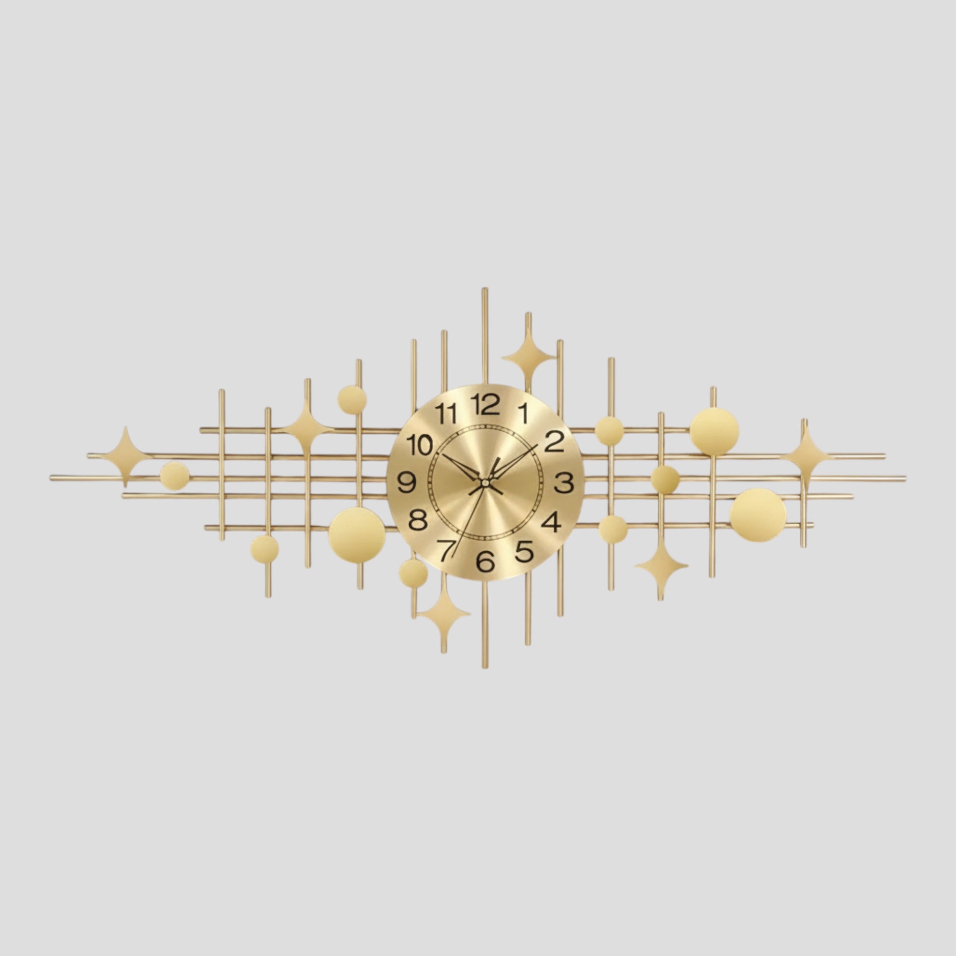 Horloge Murale Design en Métal Doré – Grand Format Étoile Géométrique