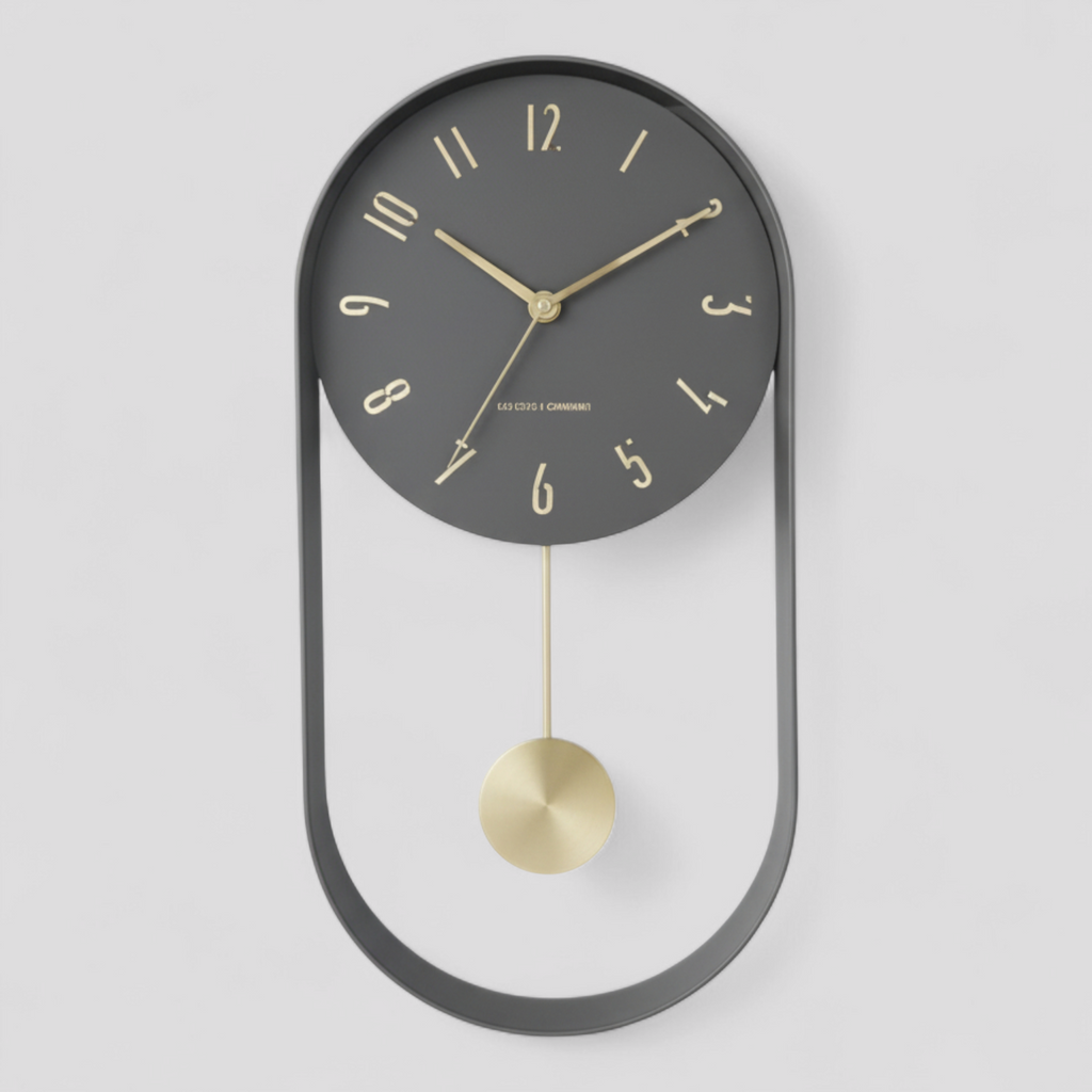 Horloge Murale Moderne en Métal avec Pendule – 40×20 cm