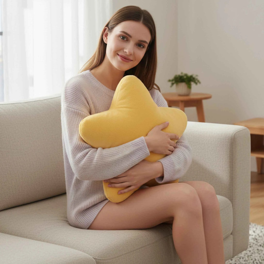 Coussin Décoratif en Peluche en Forme d’Étoile pour la Maison et la Chambre