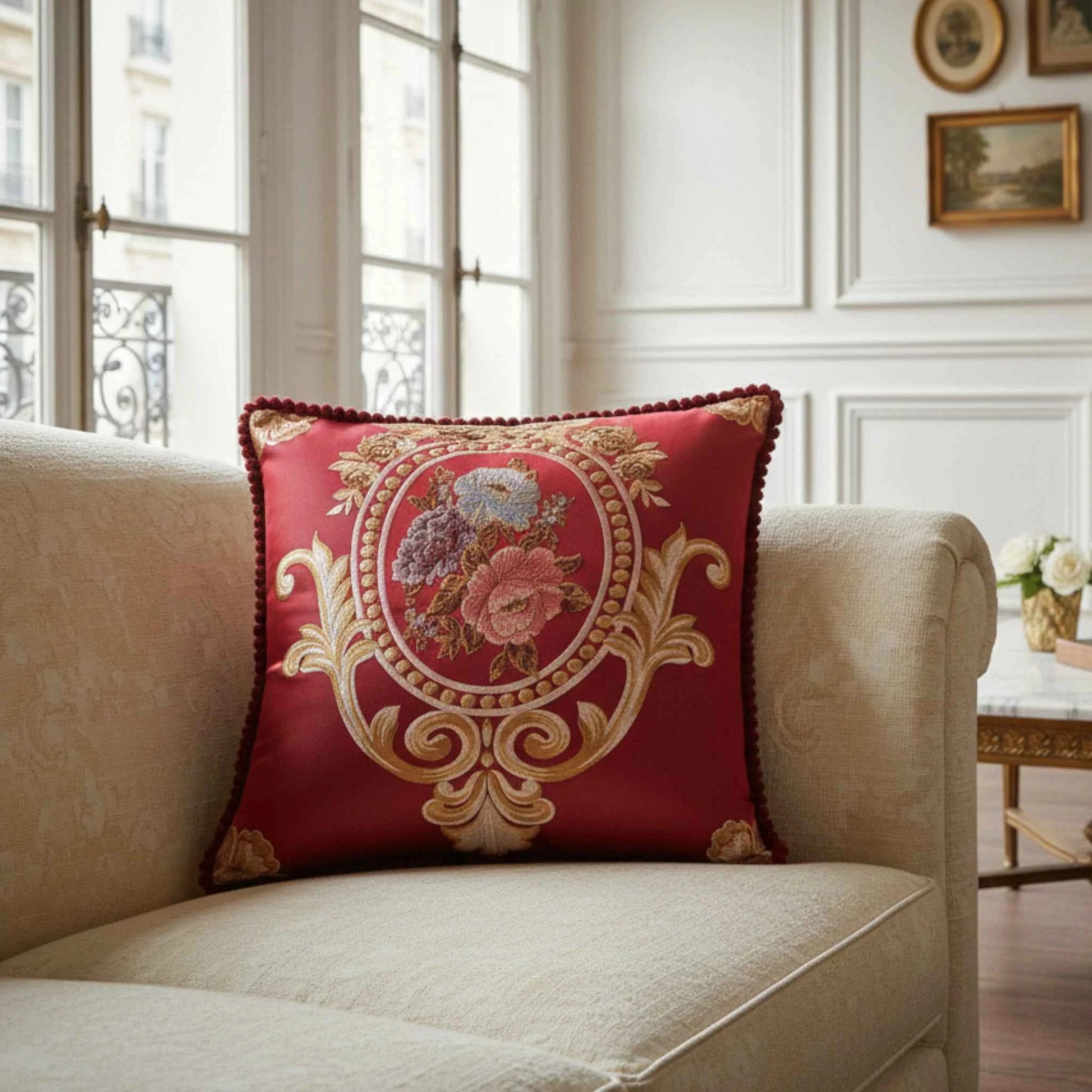 Housse de Coussin en Jacquard Style Européen 48×48 cm