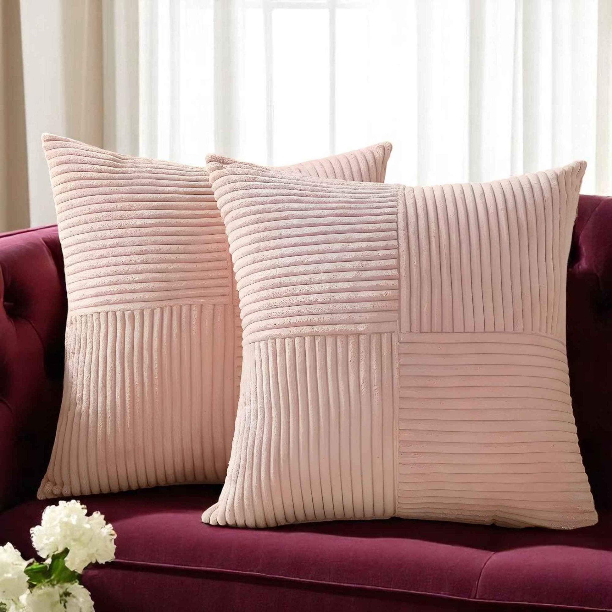 Housses de coussin : Housse de Coussin Velours Côtelé dans de Marche Lino