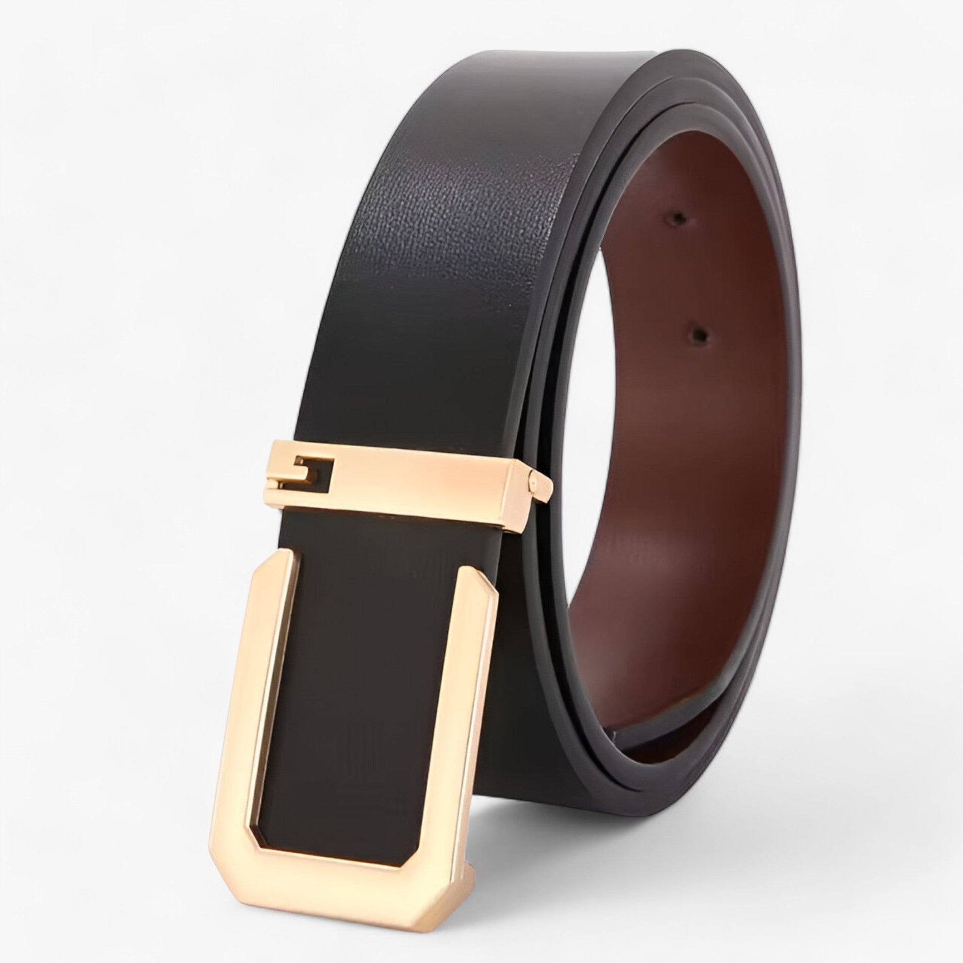 Ceinture Homme en Cuir Véritable Noir - Luxe Artisanal pour un Style Distingué