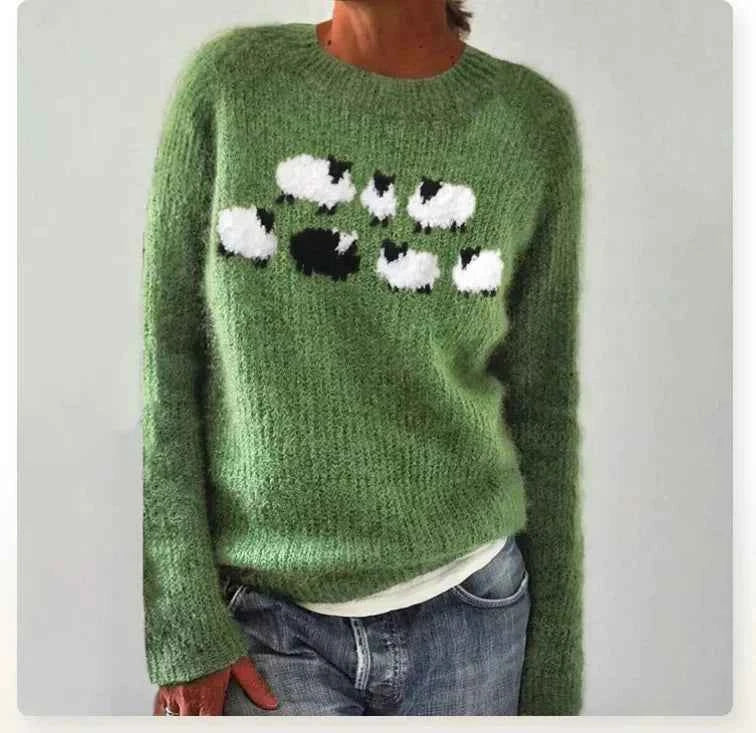 Pull femme col bateau rayé tricoté rétro