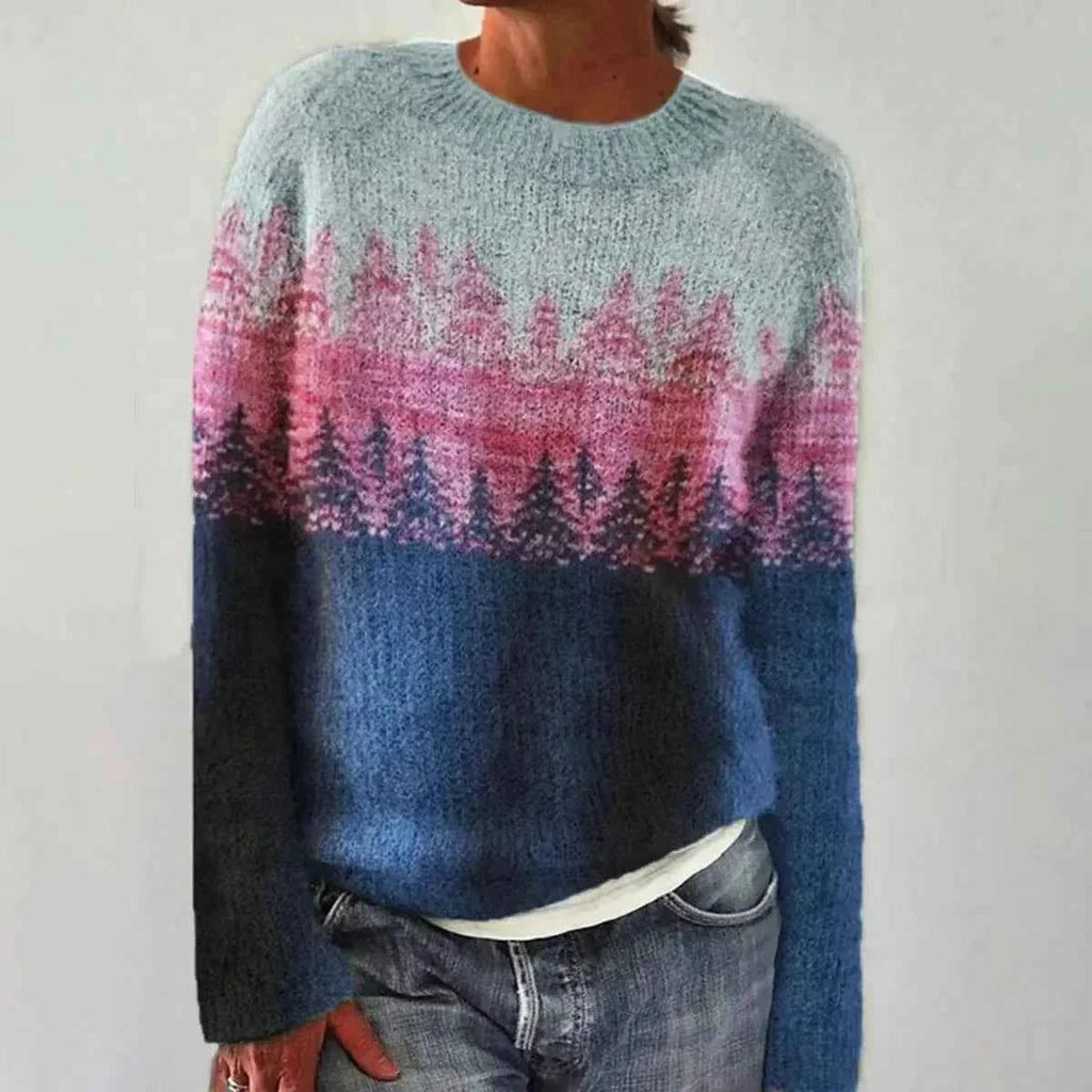 Pull femme col bateau rayé tricoté rétro