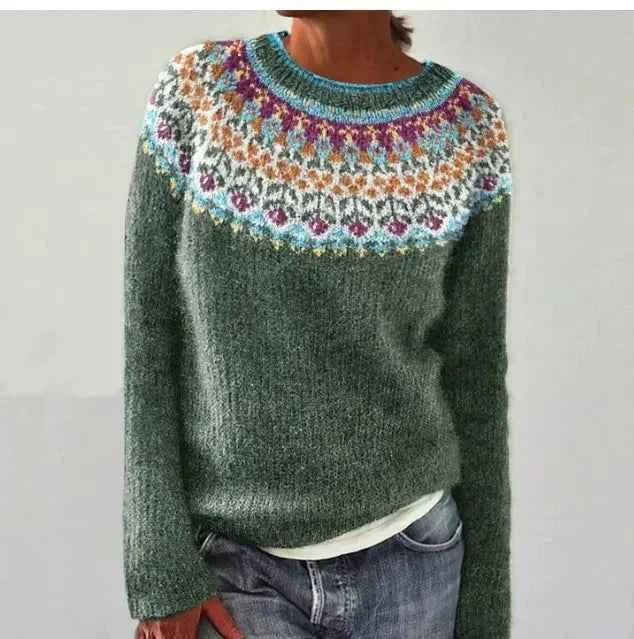 Pull femme col bateau rayé tricoté rétro