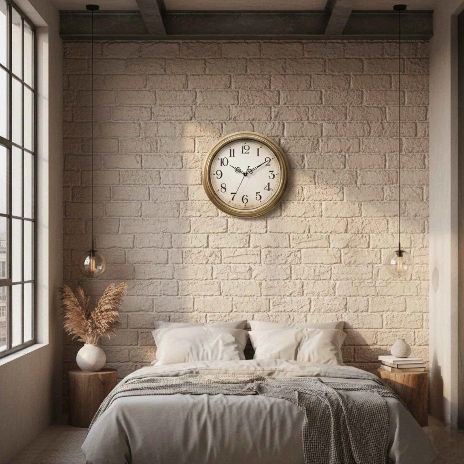 Horloge murale ronde style rétro – Quartz silencieux, 12/14 pouces