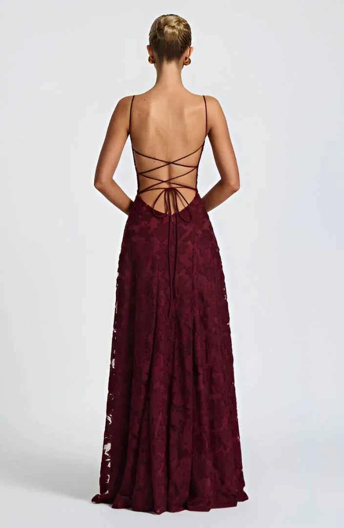 Robe longue femme avec bretelles fines et motifs floraux