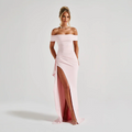 Langes Damenkleid mit freiliegenden Schultern & elegantem Schlitz - Ideal für Abend/Ceremonie