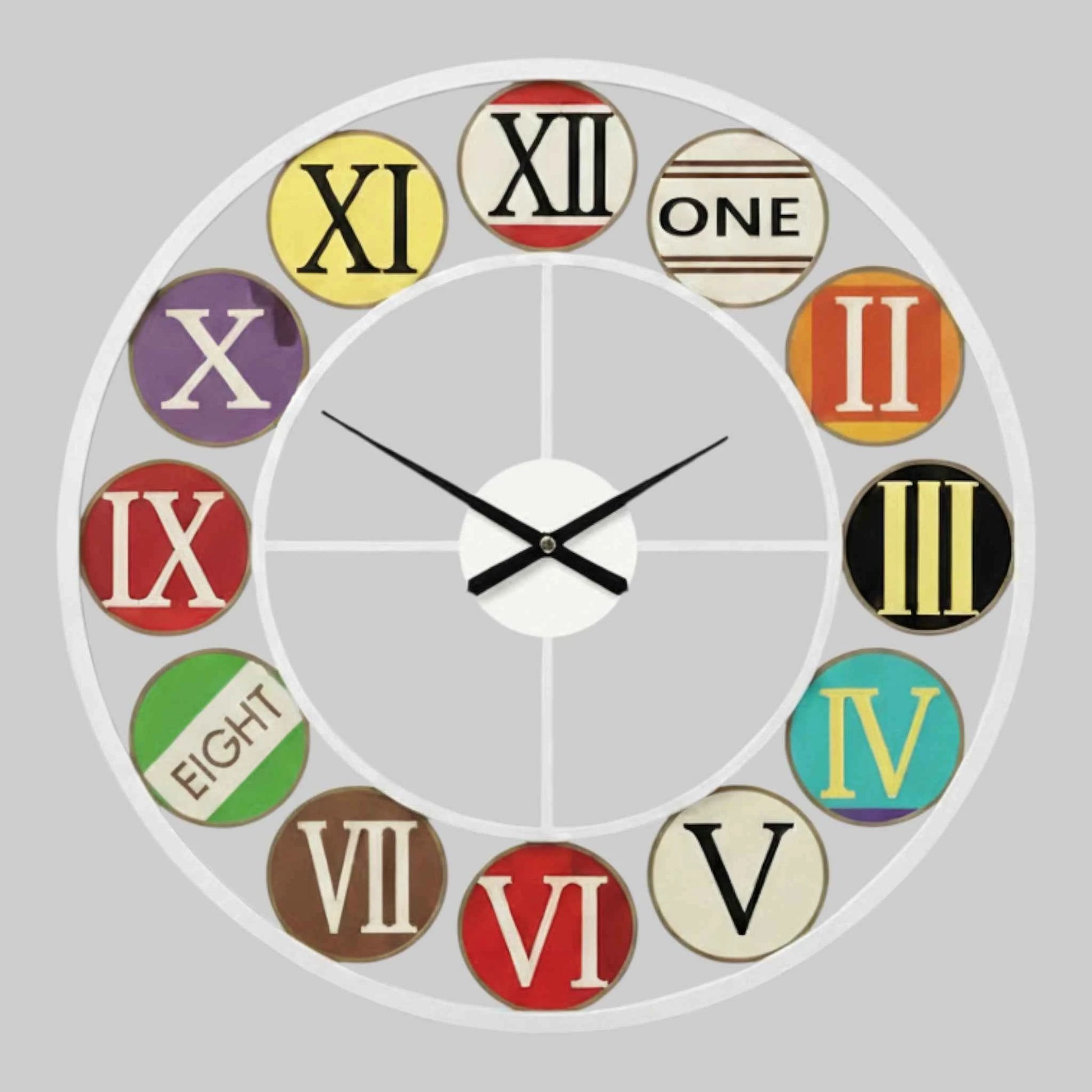 Horloge Murale Rétro Européenne en Fer – Chiffres Romains et Plexiglas Bombé