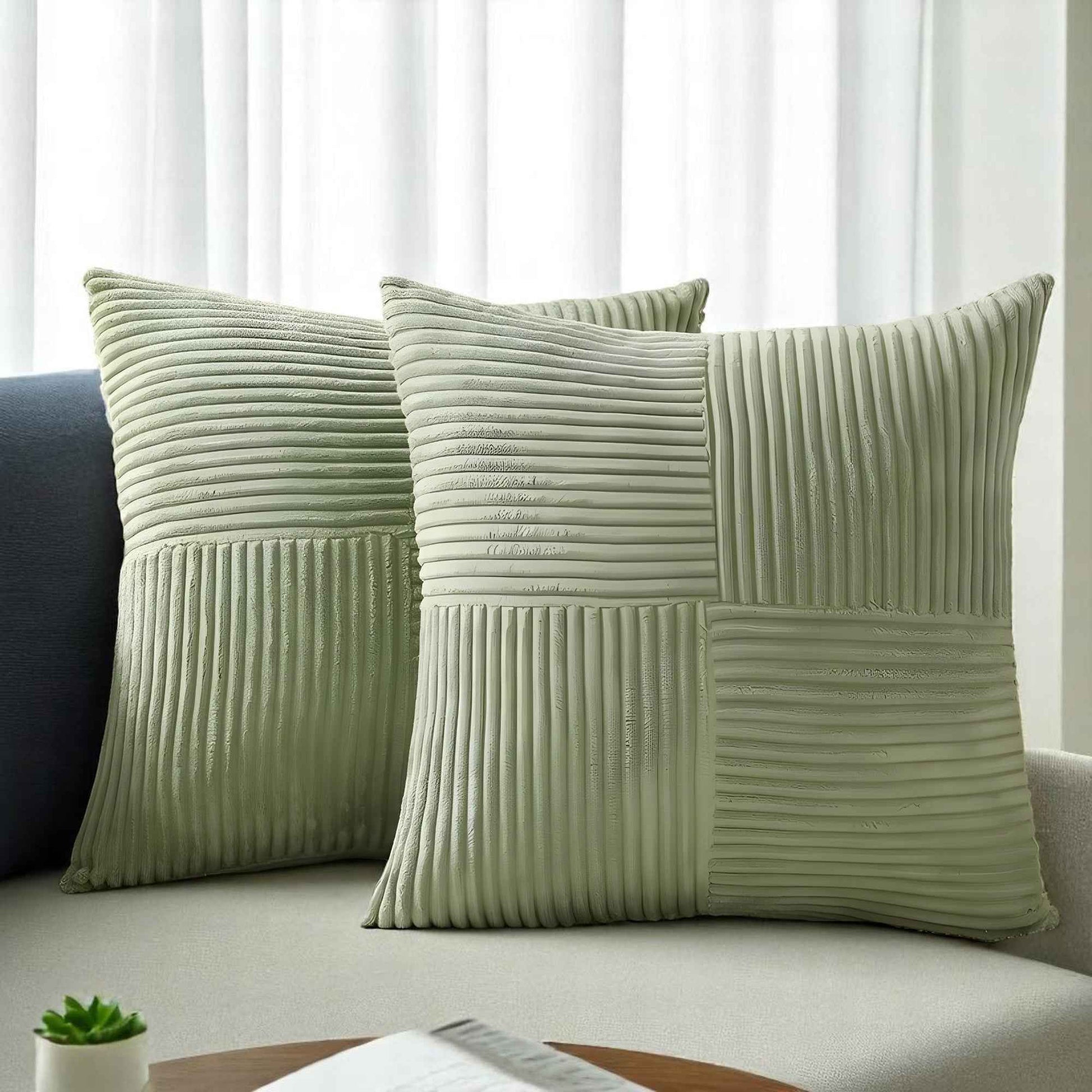 Housses de coussin : Housse de Coussin Velours Côtelé dans de Marche Lino