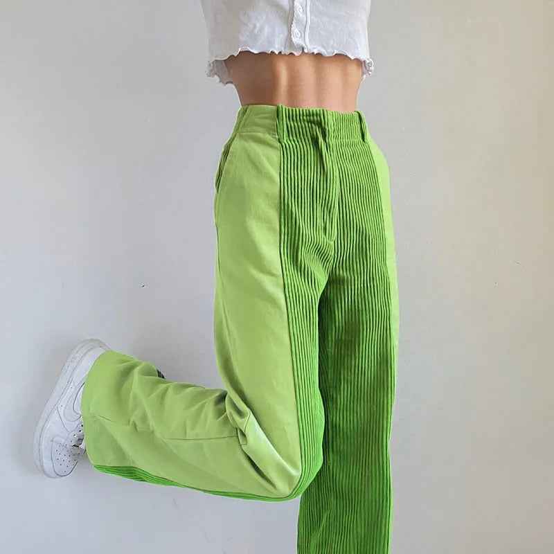 Sandra | Stilvolle Vintage-Optik Patchwork Corduroy Damenhose für Einzigartigen Look