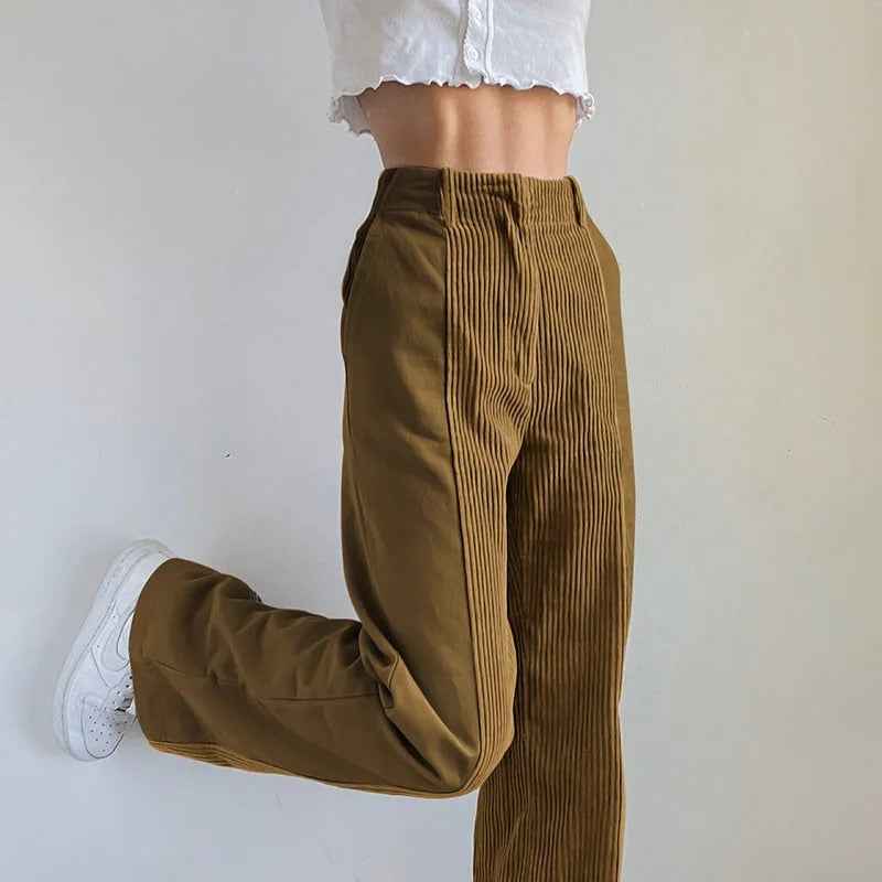 Sandra | Stilvolle Vintage-Optik Patchwork Corduroy Damenhose für Einzigartigen Look