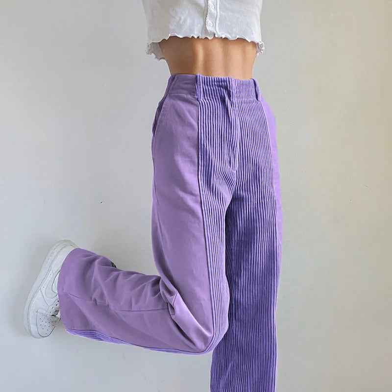 Sandra | Stilvolle Vintage-Optik Patchwork Corduroy Damenhose für Einzigartigen Look