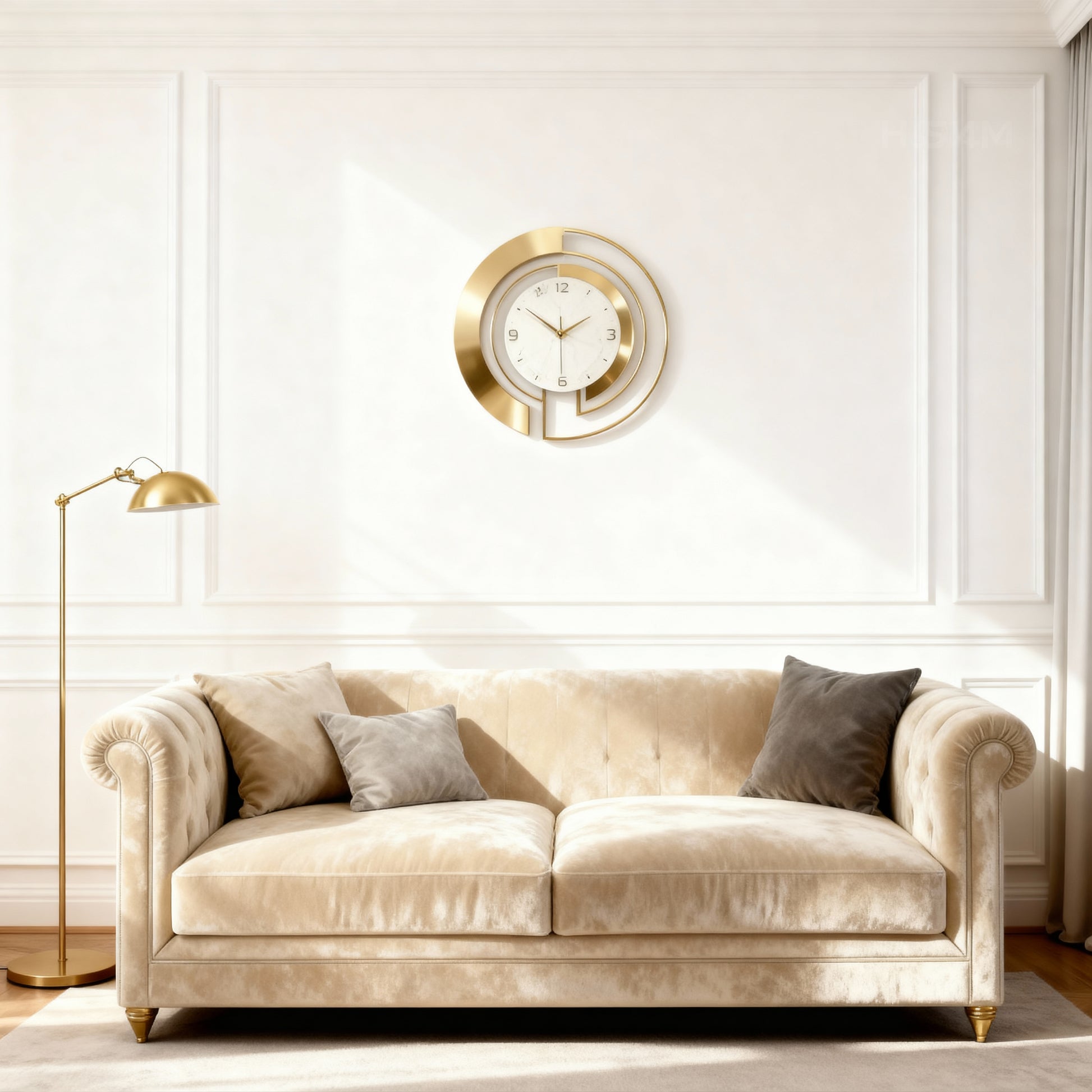 Horloge Murale Design Créative Noir et Doré