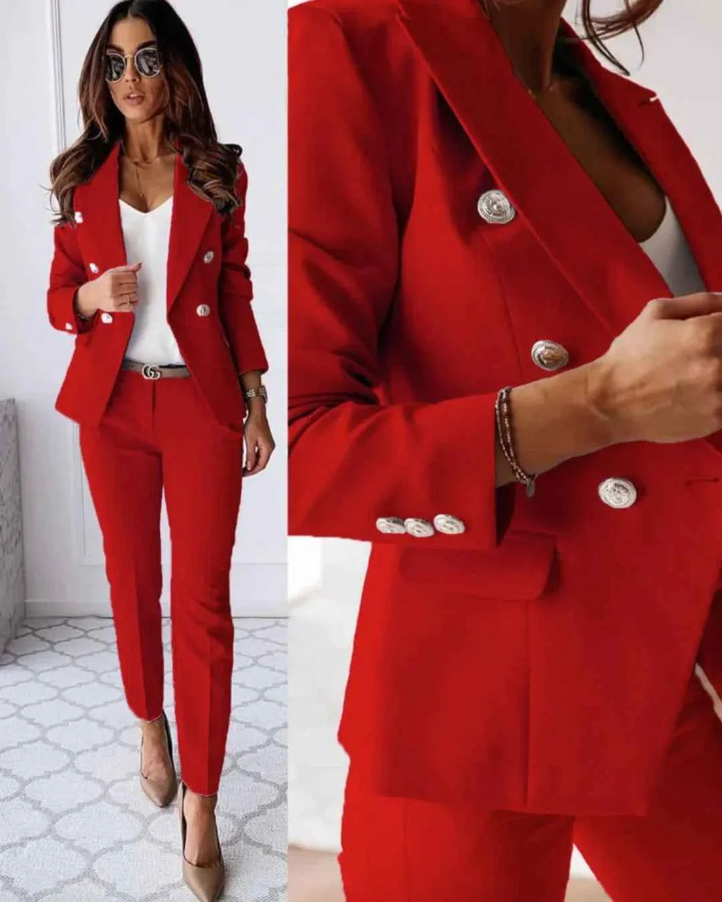 Tailored Double-Breasted Women's Suit with Modern Fit