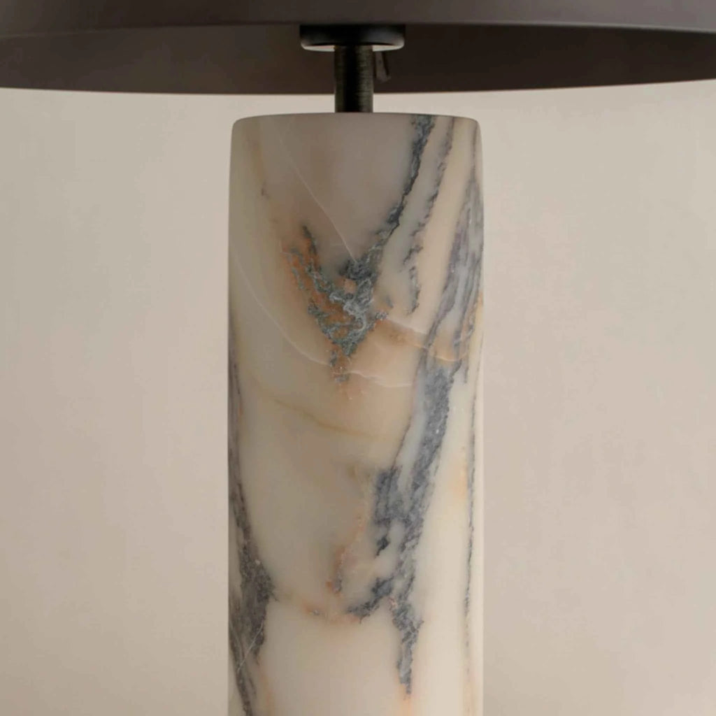 Lampe de Table Moderne avec Base en Marbre et Abat-jour en Bronze