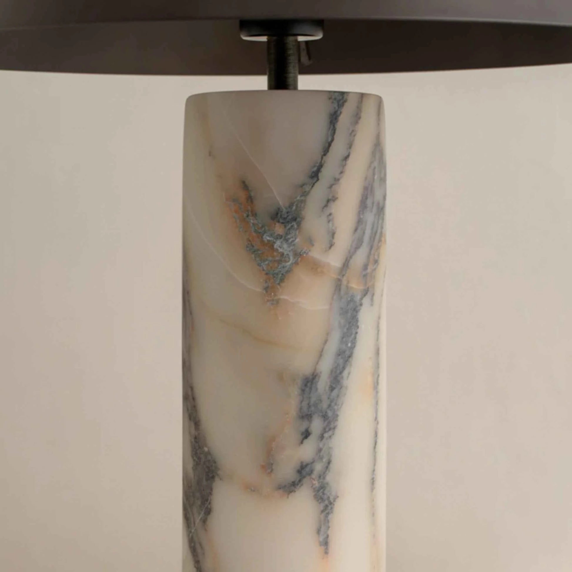 Lampe de Table Moderne avec Base en Marbre et Abat-jour en Bronze