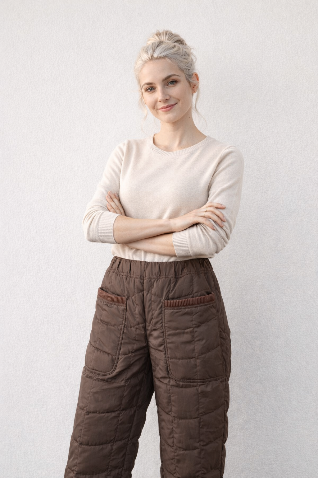 Varma svarta dunbyxor för dam, bekväma leggings