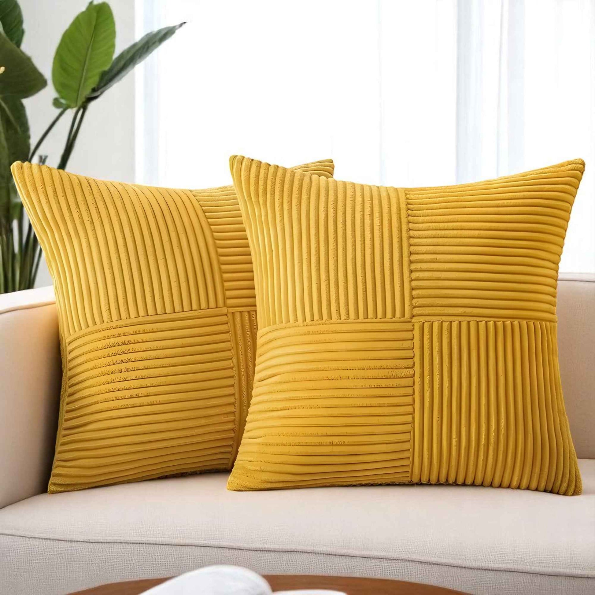 Housses de coussin : Housse de Coussin Velours Côtelé dans de Marche Lino